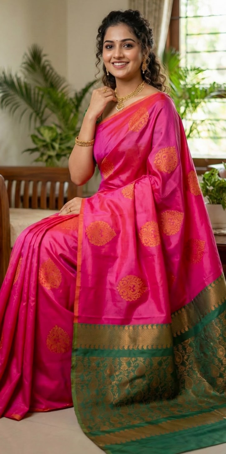 Contrast Blouse Kanchi Silk Saree